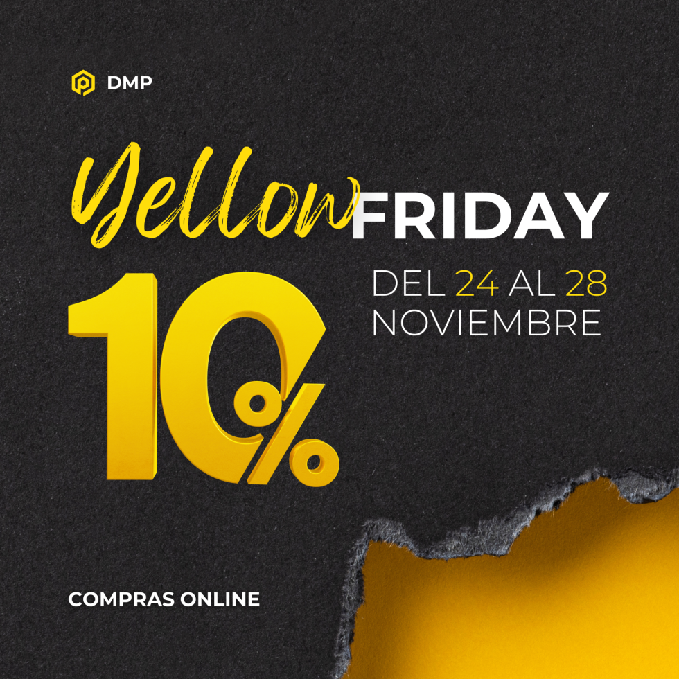 Cartel digital del Yellow Friday de DMP, con descuentos de hasta el 15 % como alternativa canaria al Black Friday