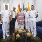 LAS PALMAS DE GRAN CANARIA (Canarias). 08/08/2016.- El presidente accidental del Cabildo de Gran Canaria, Juan Manuel Brito, recibió hoy a la embajadora de México en España y Andorra, Roberta Lajous, y al comandante del Buque Escuela Cuauhtémoc, Pedro Mata.