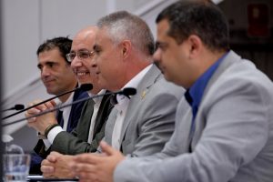 Las Palmas de Gran Canaria. 25/08/16.   El presidente del Cabildo de Gran Canaria, Antonio Morales, y el alcalde del municipio de Teror, Gonzalo Rosario, presentaron hoy los pormenores de las Fiestas del Pino 2016.